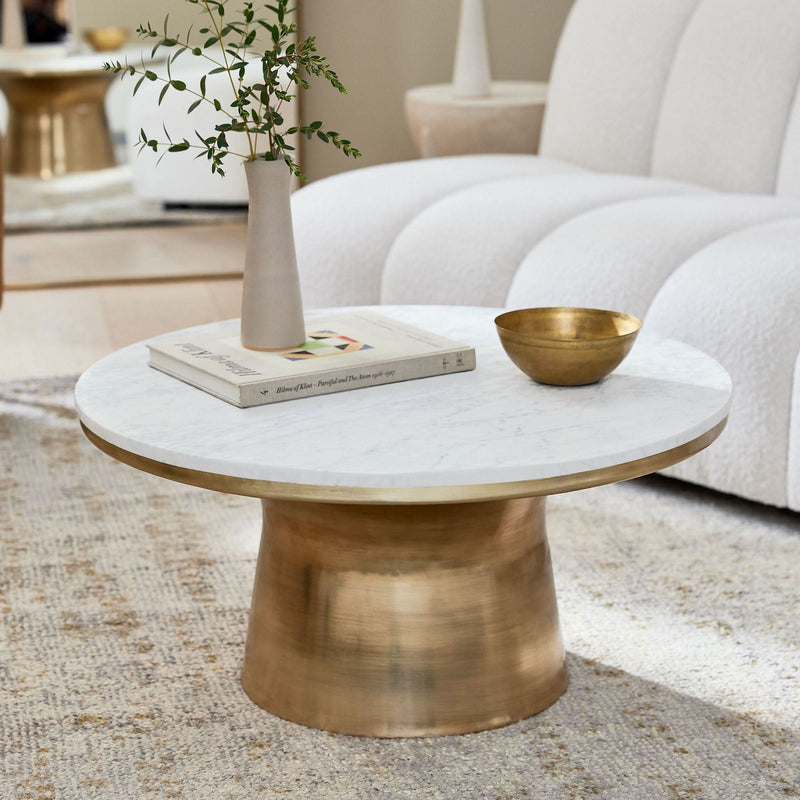 Wellex Marble Topped Pedestal Coffee Table - Craft Decor