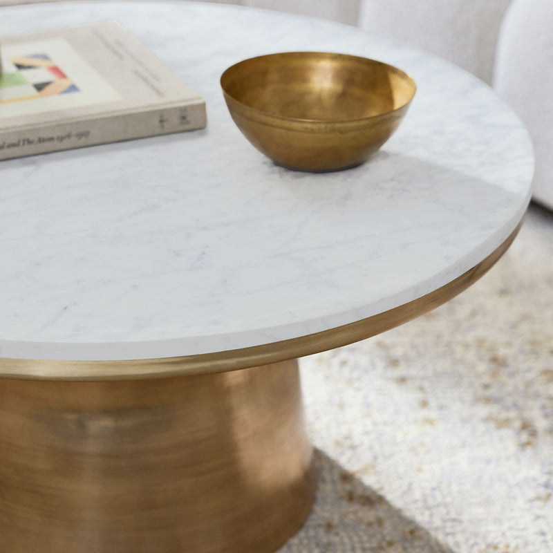 Wellex Marble Topped Pedestal Coffee Table - Craft Decor