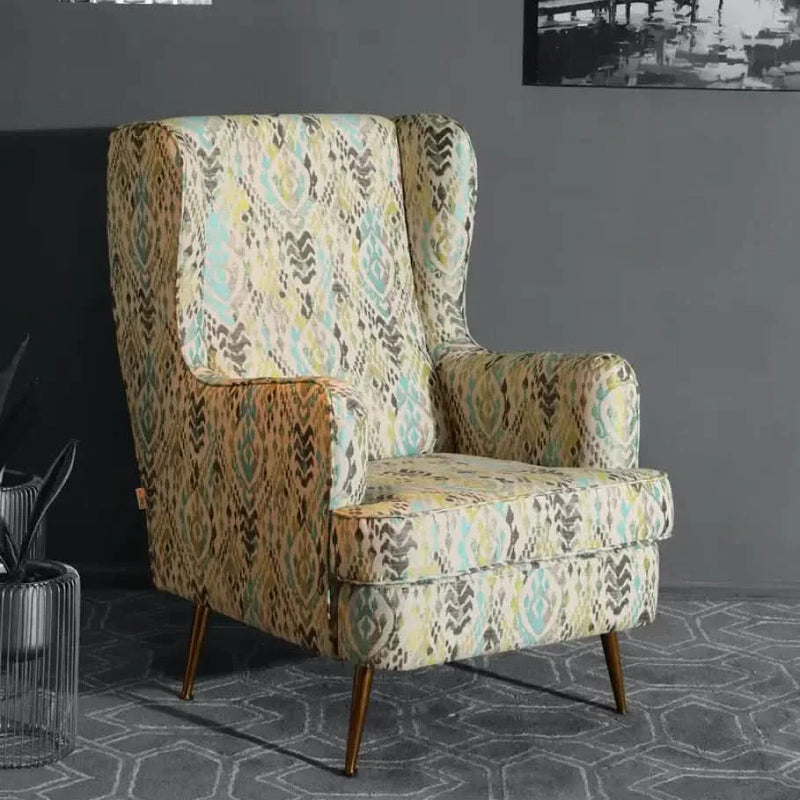 Maria Wing Chair In Multicolor - Craft Decor