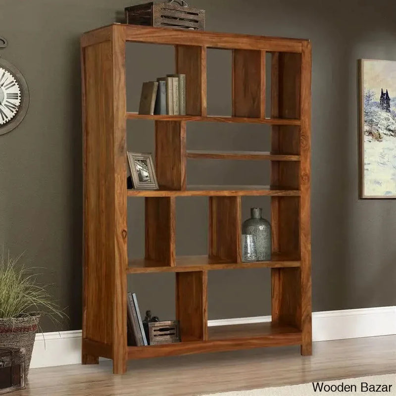 Marwar Solid Sheesham Wood Honey Finish Open Bookshelf for Office & Home