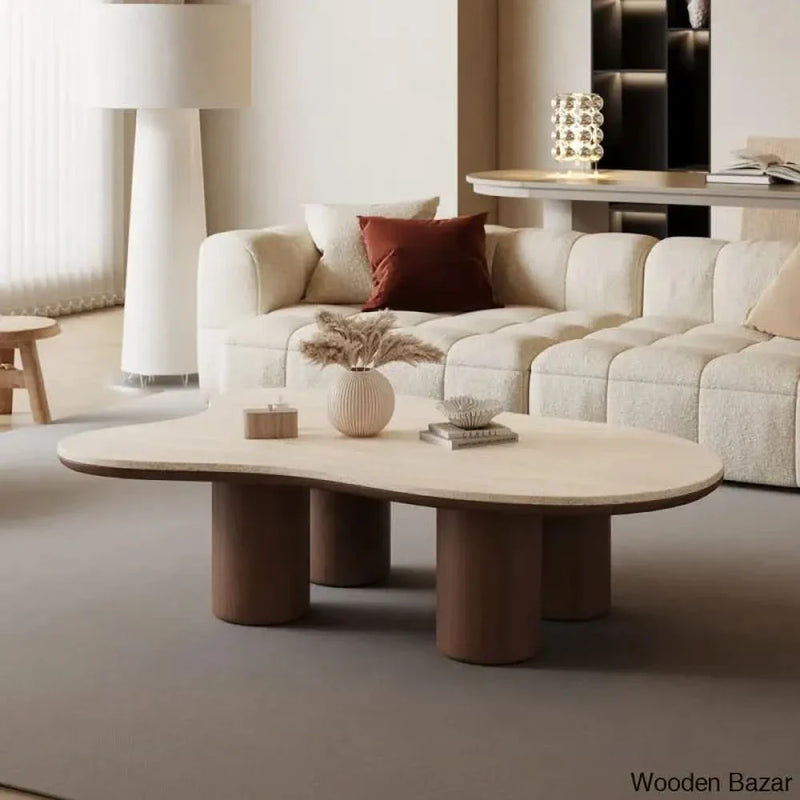 Masiyaho Modern solid wood four legged brown coffee and center table