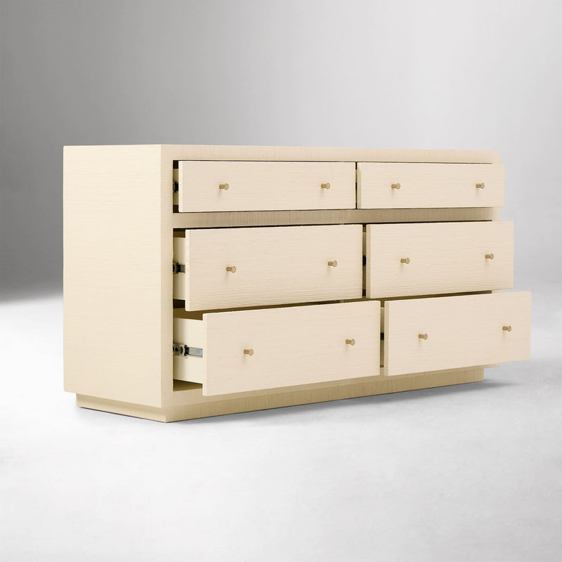 Renson Painted Grasscloth 6-Drawer Dresser (60") With Mirror - Craft Decor