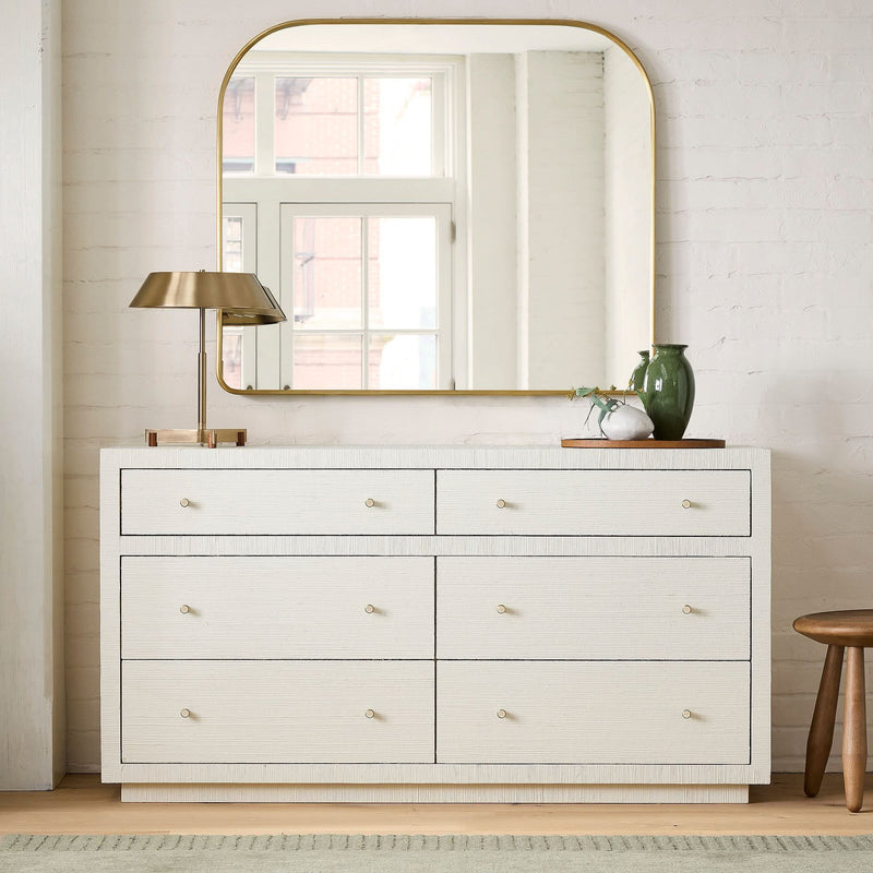 Renson Painted Grasscloth 6-Drawer Dresser (60") With Mirror - Craft Decor