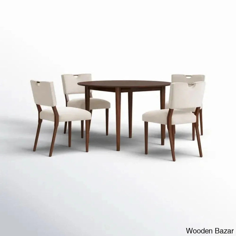 Modern 4 Seater Round Table Dining Set ( Set of 5 Piece )