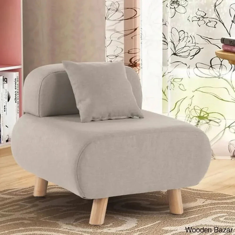 Modern Gray Accent Chair with Cotton & Linen Upholstered and Pillow Included - Craft Decor