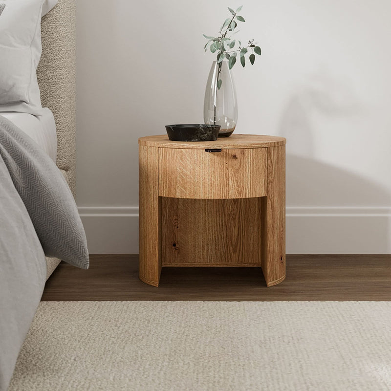 Waouner Modern Round Bedside Table - Craft Decor