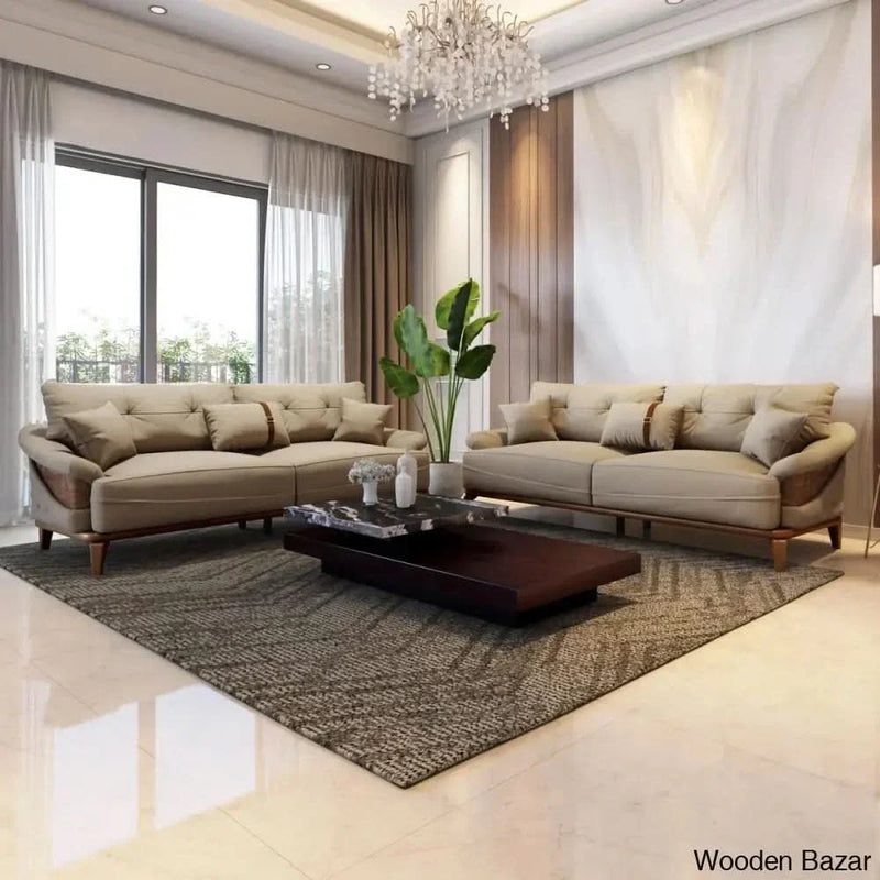 Modern Sofa Set 3+3+1  in Fabric in Desert Tan