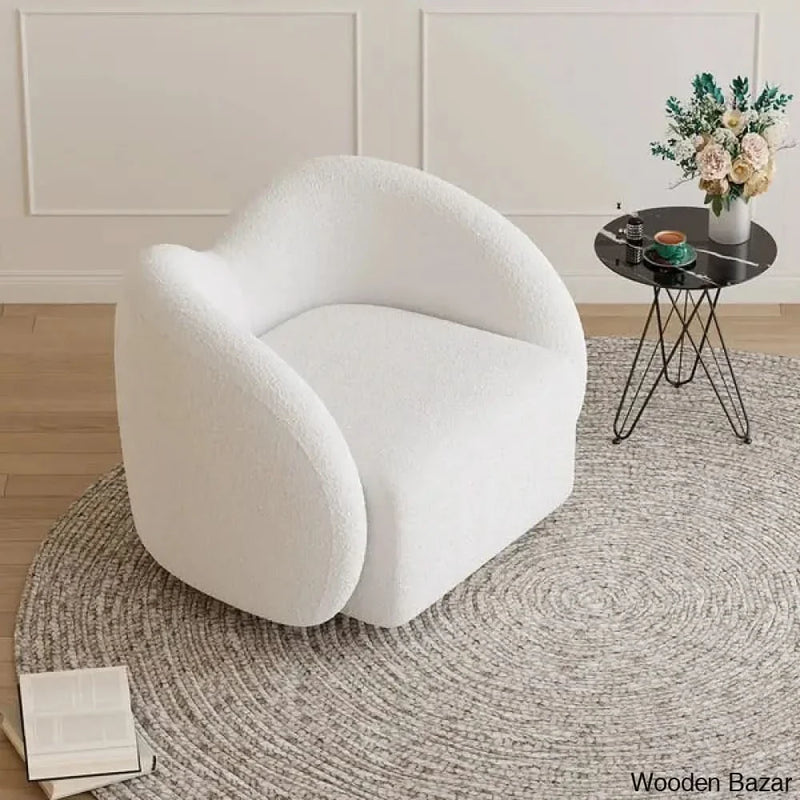 Modern White Swivel Accent Chair Cloud Boucle Lounge Chair - Craft Decor