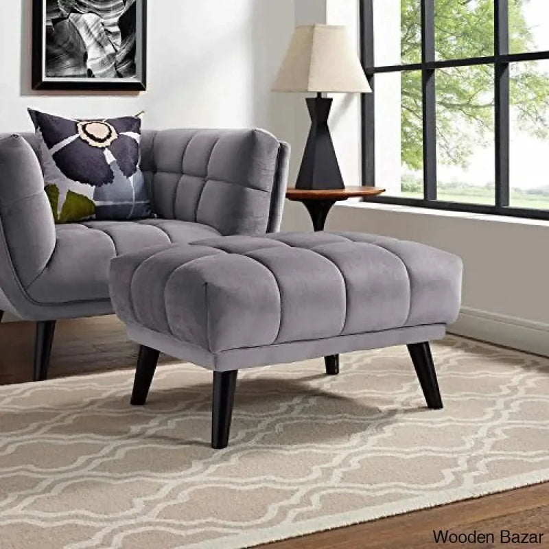 Modway Bestow Mid-Century Performance Velvet Upholstered Tufted Ottoman in Gray