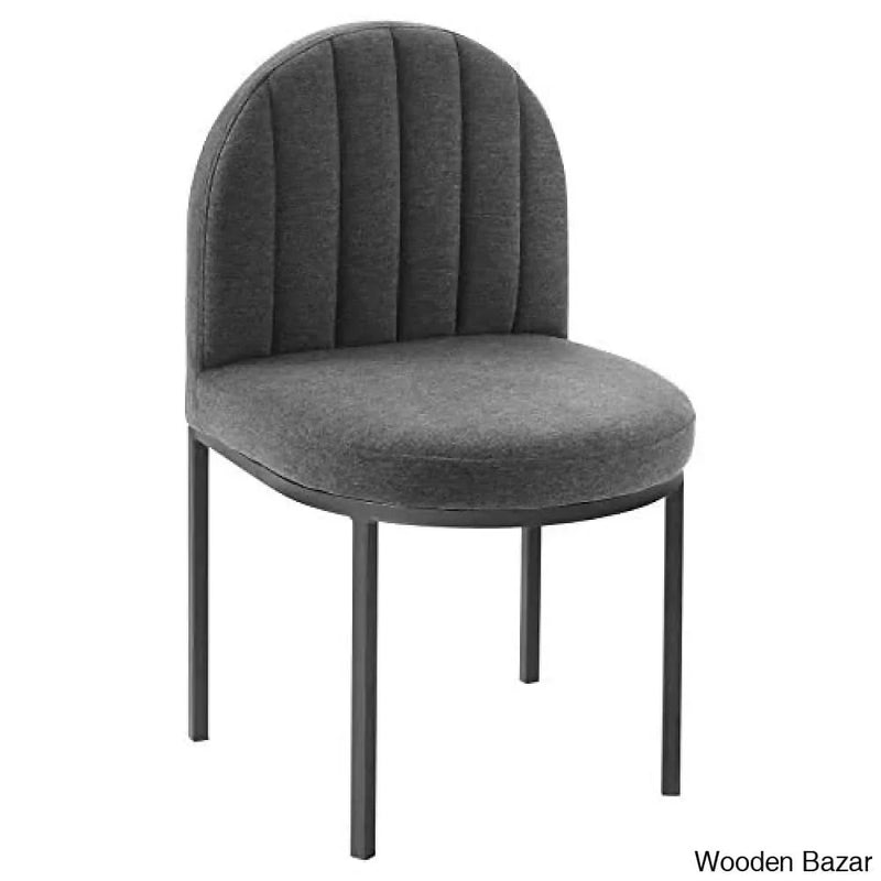 Modway Isla Channel Tufted Upholstered Fabric Dining Side Chair, Black Charcoal