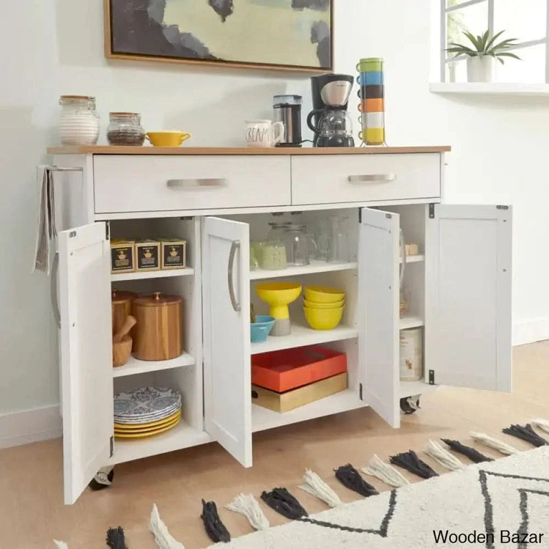 Moretown Wood Kitchen Cart Kitchen trolley cart cabinet kitchen island with storage