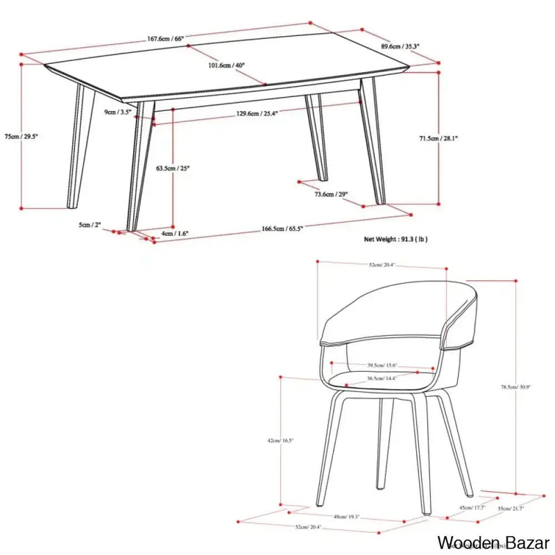 Nat Modern 6 Seater Dining Table Set