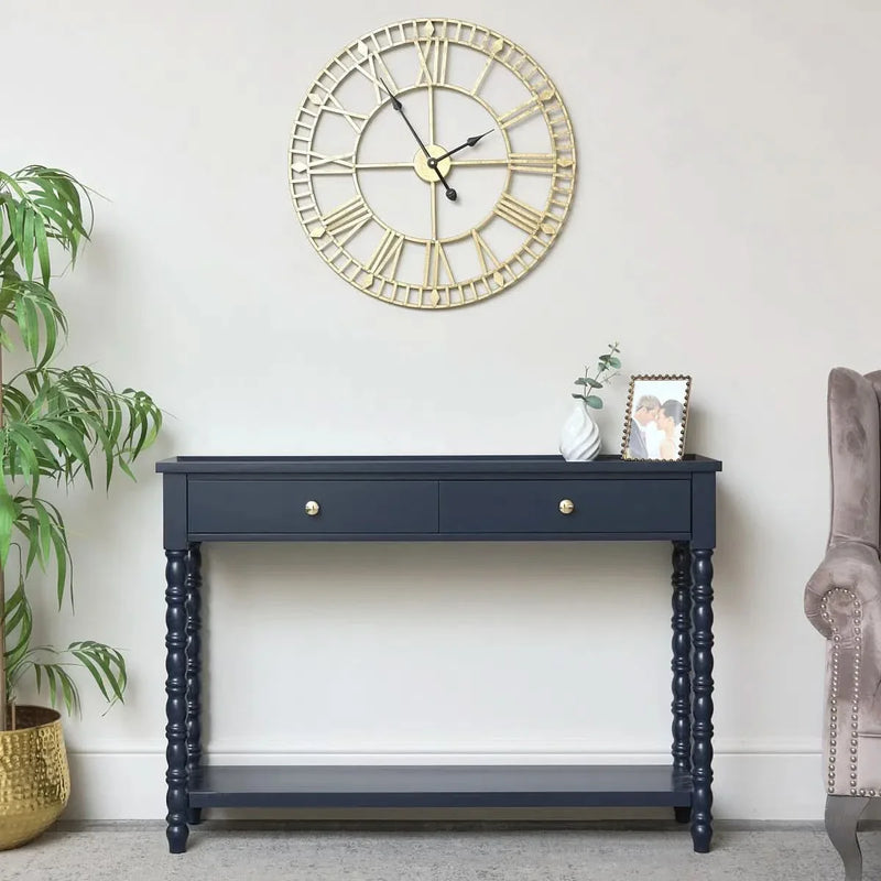 Navy Blue Bobble 2 Drawer Console Table