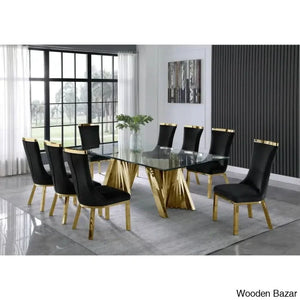 Nekki 8 Seater Double Pedestal Dining Set - Craft Decor Black