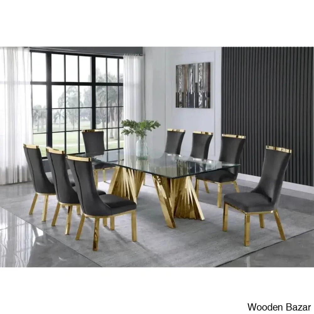 Nekki 8 Seater Double Pedestal Dining Set - Craft Decor Dark Gray