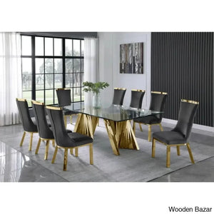 Nekki 8 Seater Double Pedestal Dining Set - Craft Decor Dark Gray