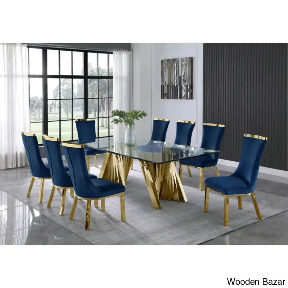 Nekki 8 Seater Double Pedestal Dining Set - Craft Decor Navy Blue