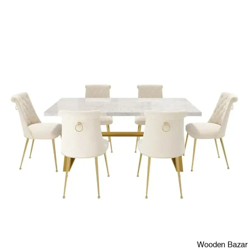 New Branded 6 Seater Dining Table Set With Marble Top