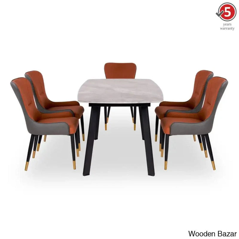 New Granite 6/4 seater Dining Set With Marble Top - Craft Decor
