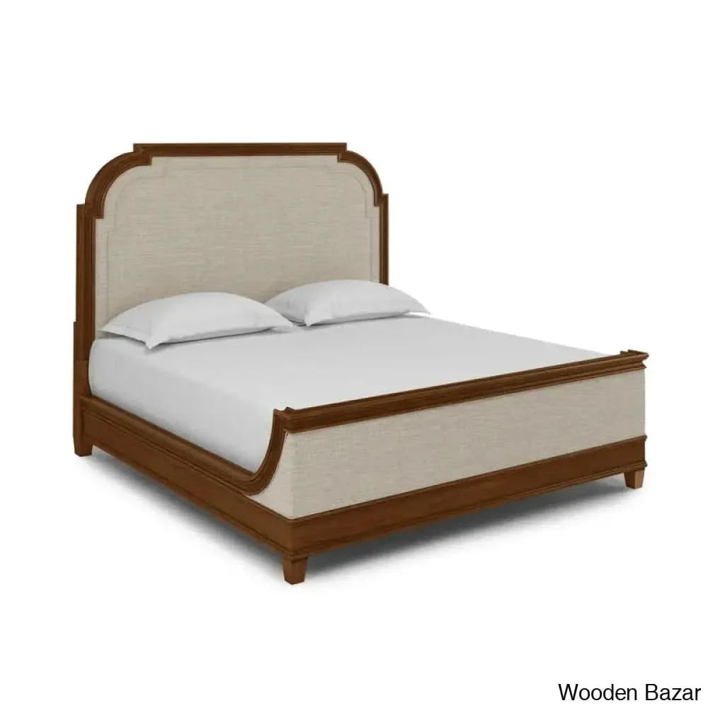 Newel Solid Wood and Upholstered Platform Bed