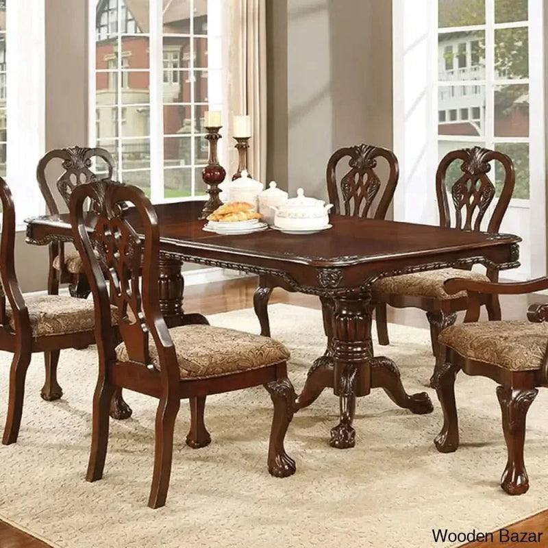 Nourt Perfect 8 seater Double Pedestal Dining Table Set - Craft Decor