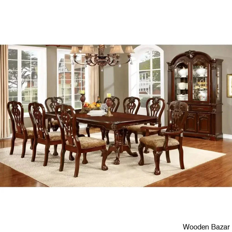 Nourt Perfect 8 seater Double Pedestal Dining Table Set - Craft Decor