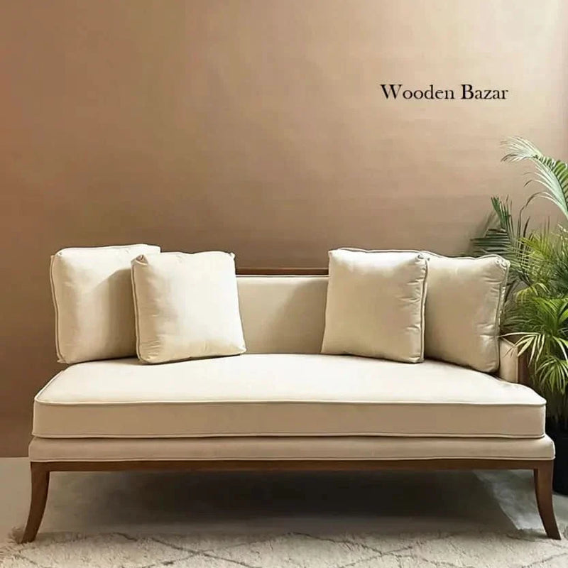 Nova Three Seater Teak Wood Sofa in Velvet Color - Craft Decor