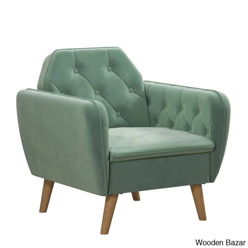 Novogratz Tallulah Memory Foam Arm, Light Green Velvet Accent Chair,