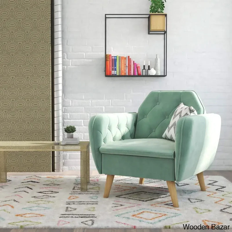 Novogratz Tallulah Memory Foam Arm, Light Green Velvet Accent Chair,