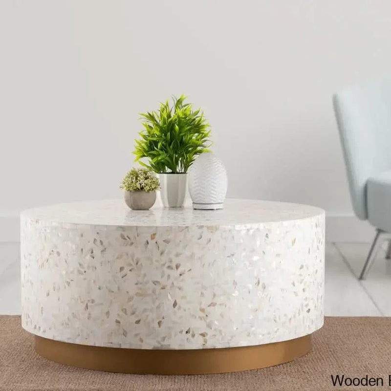 Pansy Solid Handmade Coffee Table And Center Table Ivory
