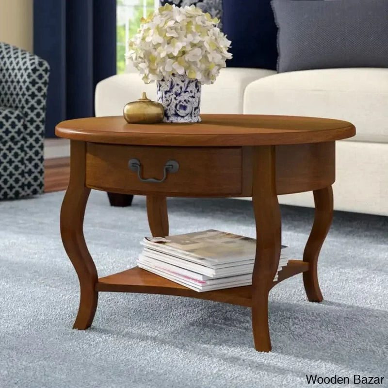 Pearce Round Solid Wood Coffee and Center Table