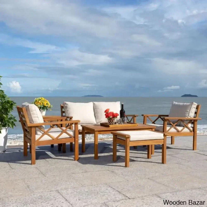 Petoskey Solid Wood 5 - Person Seating Group with Cushions