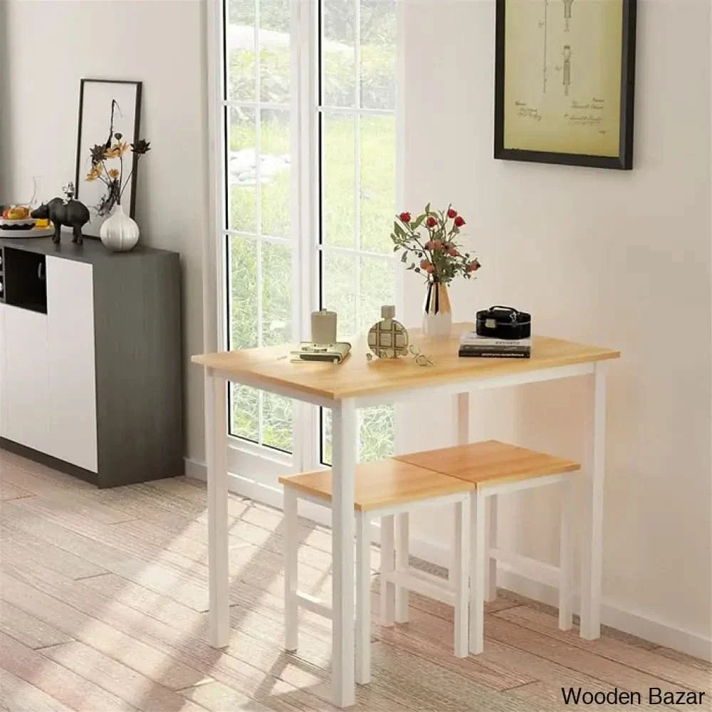Porren New 2 Seater Dining Table Set - Craft Decor Natural//White/Natural/White