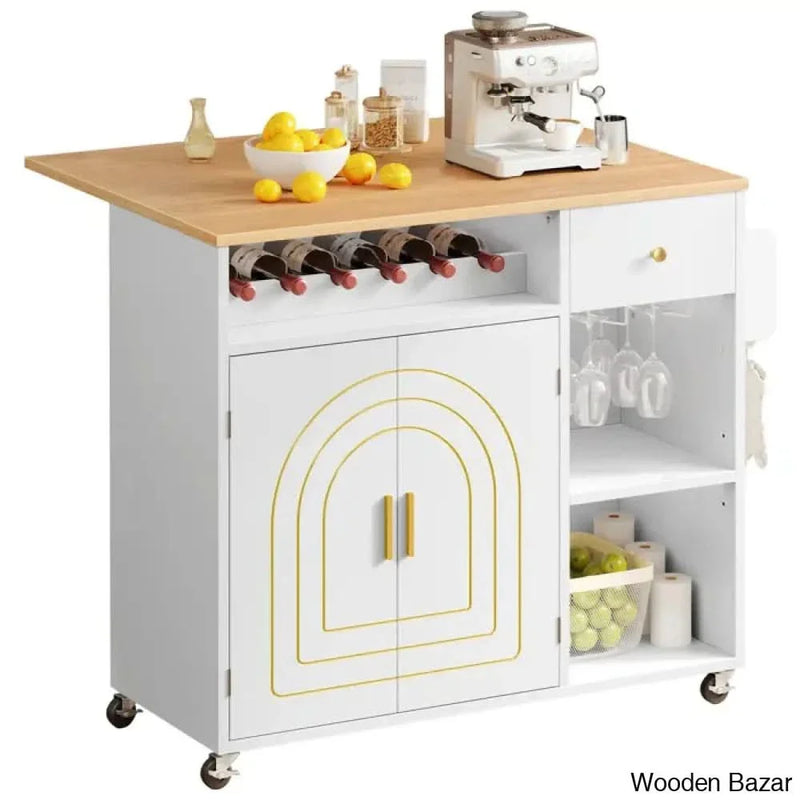 Priscila Wood Kitchen Cart Kitchen trolley cart cabinet kitchen island with storage