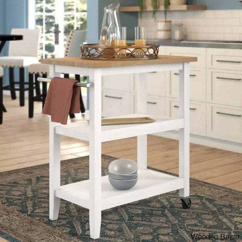 Raabe Solid Wood Kitchen Cart Kitchen trolley cart cabinet kitchen island with storage