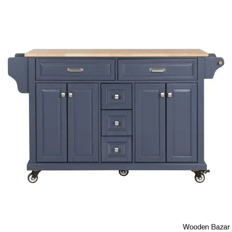 Ramiah Solid Wood Top Kitchen Island Kitchen trolley cart cabinet kitchen island with storage