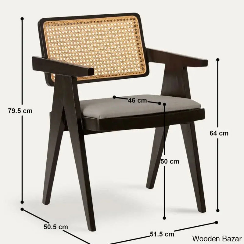 Rattan chairs and a six-seater Teak wood dining table set 