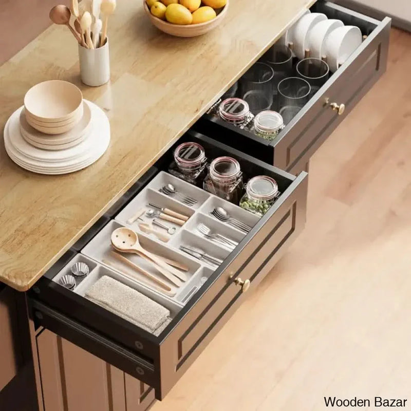 Reheem Solid Wood Top Kitchen Island Kitchen trolley cart cabinet kitchen island with storage