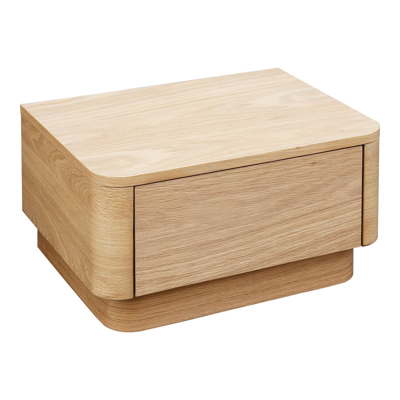 Javvy Curved Oak Pedestal Nightstand - Craft Decor