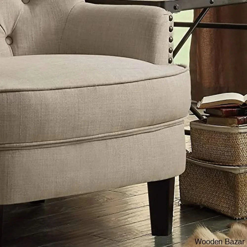 Rosevera Home Upholstered Gustavo Collection Fabric Nailhead Contemporary Accent Chairs, Standard Size, Velvet Beige