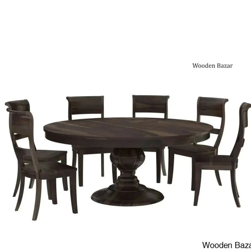 Round Dining Table Chair Set with 6 Seats - Craft Decor