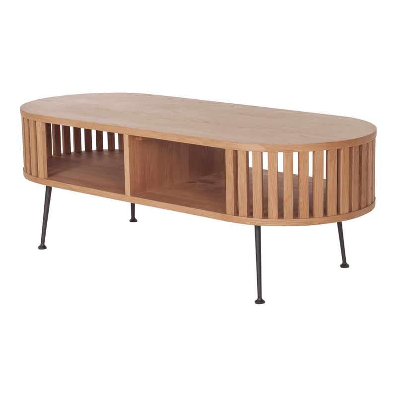 Richardon Rounded Wood Slats Oval Coffee Table - Craft Decor