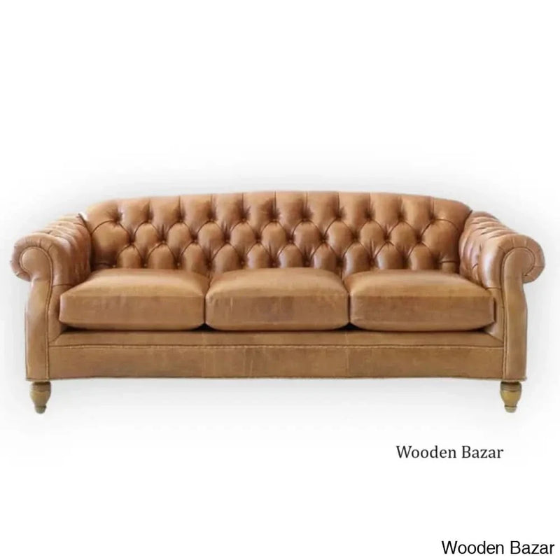 Royal 3-seater High-quality Fabric Tufted Handmade Sofa - Wooden Bazar