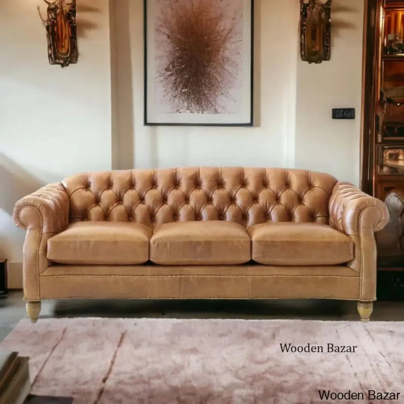 Royal 3-seater High-quality Fabric Tufted Handmade Sofa - Wooden Bazar