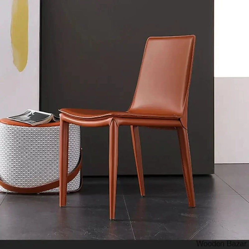 Saddle Leather Upholstered High Back Dining Chair (Set of 2) - Craft Decor