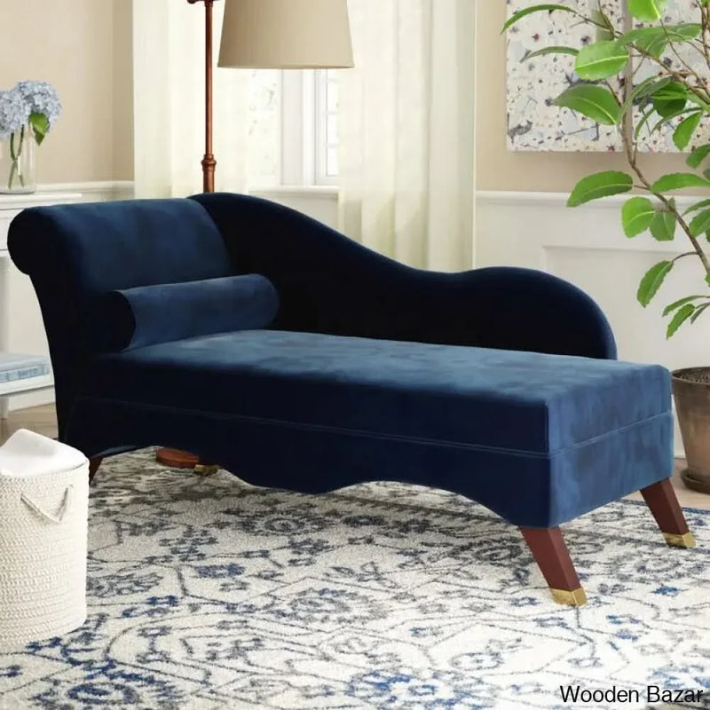 Safavieh Home Collection Caiden Navy Velvet Chaise with Pillow