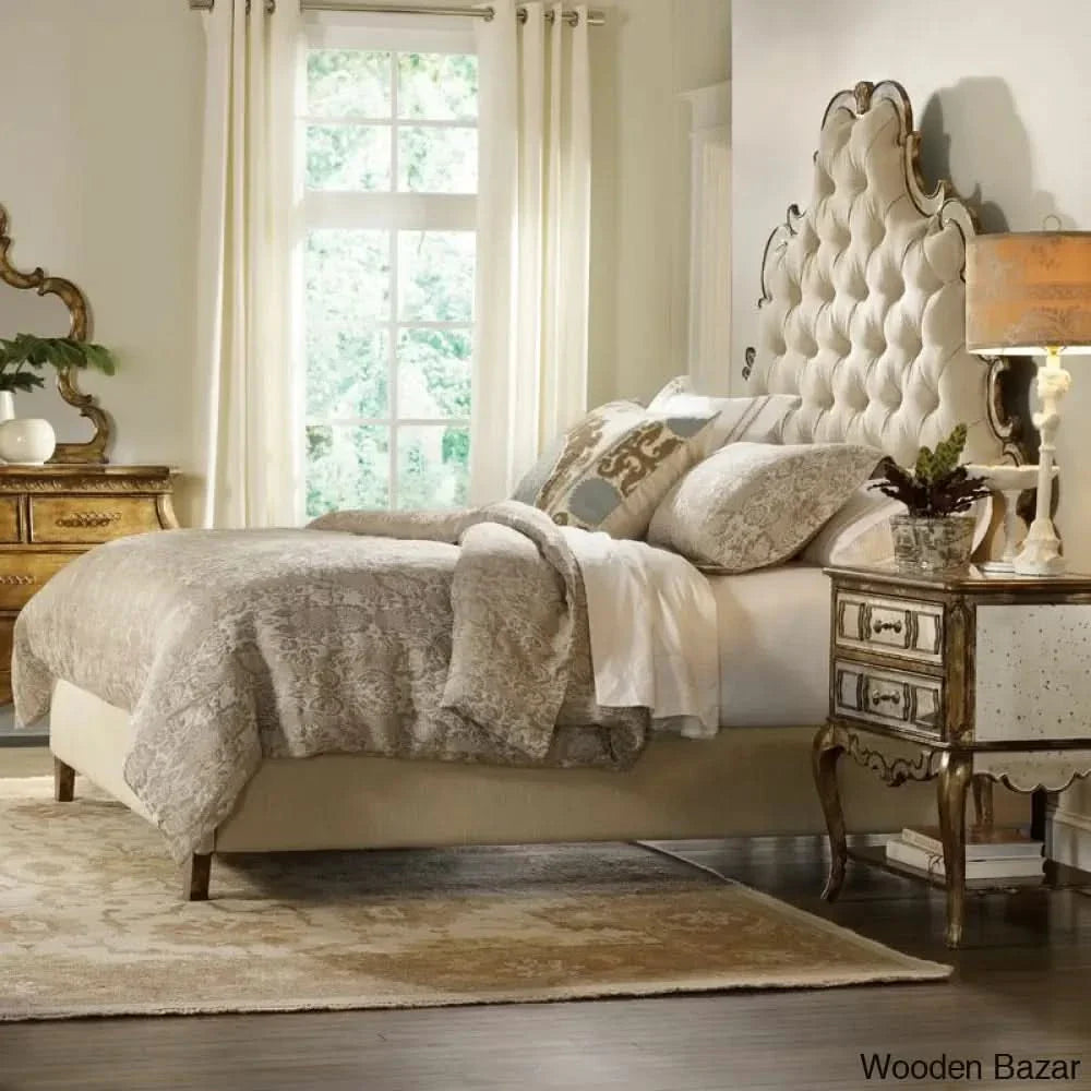 Sanctuary Tufted Solid Wood and Upholstered Low Profile Standard Bed