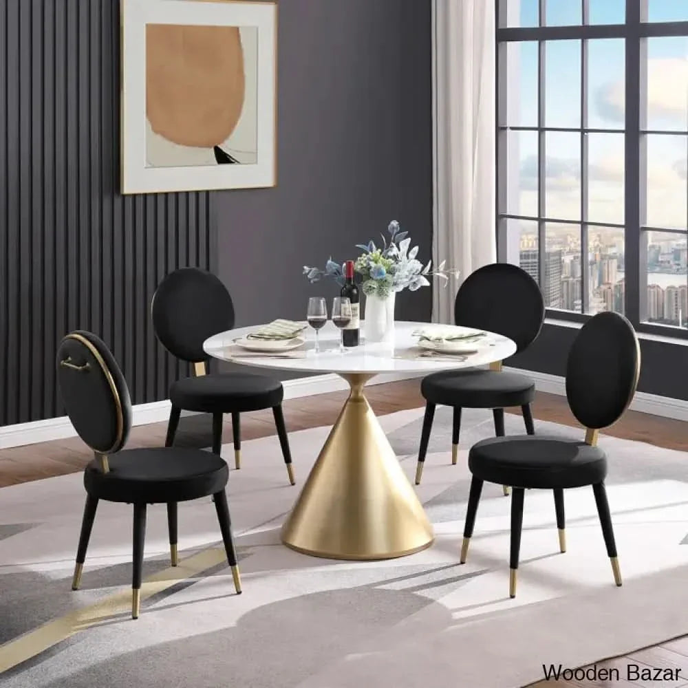 Santor Stylish 4 Seater Pedestal Dining Set - Craft Decor Black