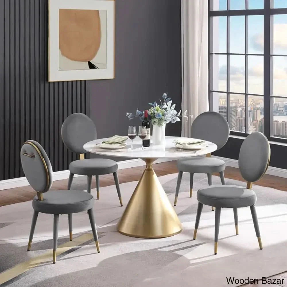 Santor Stylish 4 Seater Pedestal Dining Set - Craft Decor Gray