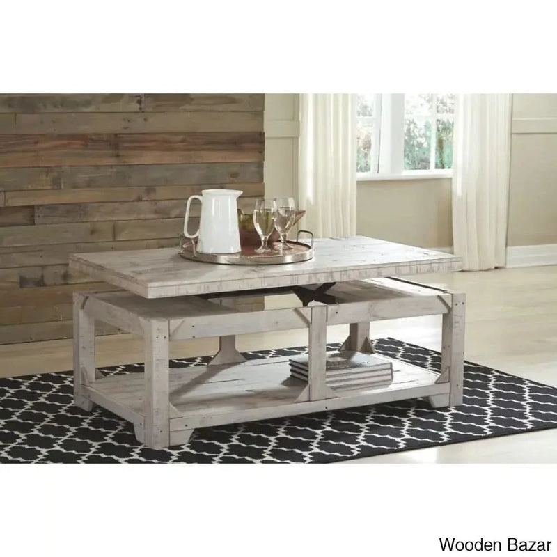 Seijav Solid Wood Coffee and center Table